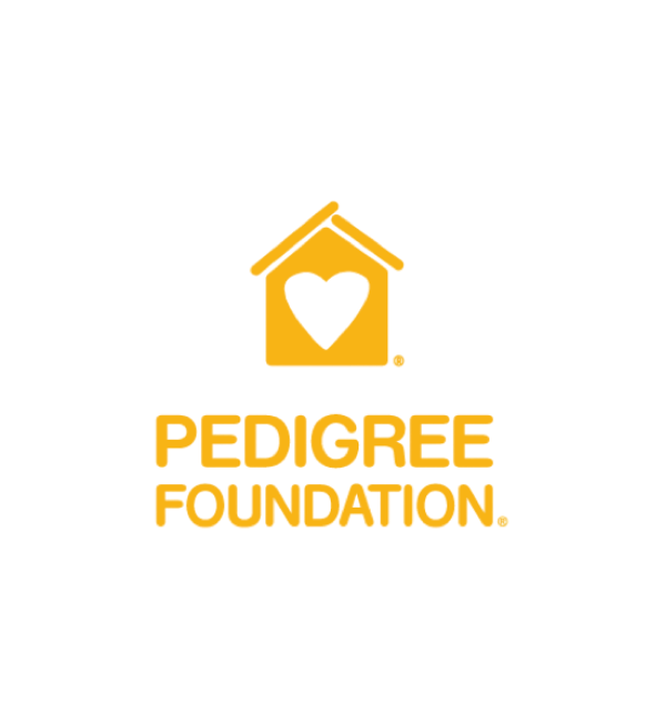Yellow Pedigree Foundation Logo with heart on a kennel
